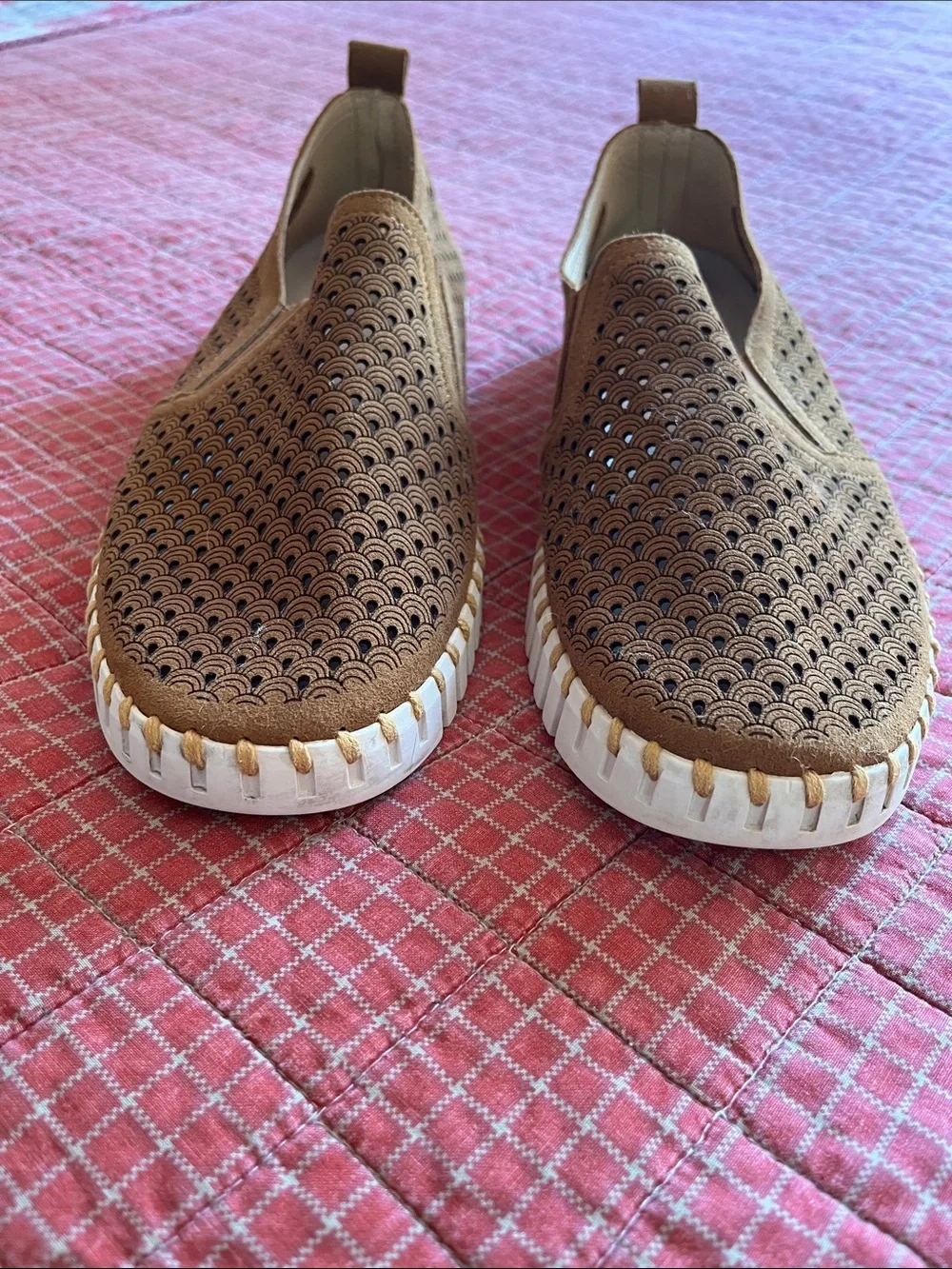 Men's Breathable Perforated Slip-On Loafers in Brown